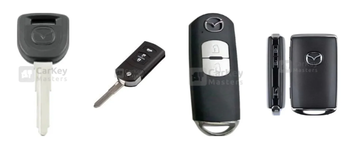 Mazda car keys programmed by Carkey Masters in Nairobi: transponder key, flip remote key and push-start smart keys